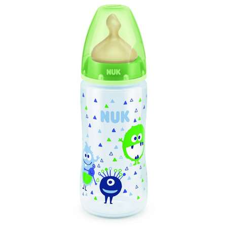 Бутылочка Nuk First Choice Plus с рисунком 300мл Прозрачный-Зеленый