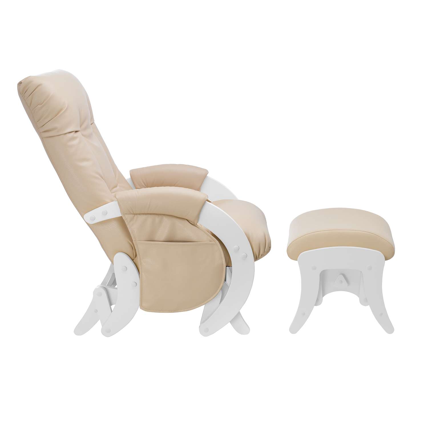 Кресло для кормления Milli с пуфом Smile с карманами Молочный дуб / экокожа Polaris Beige - фото 2