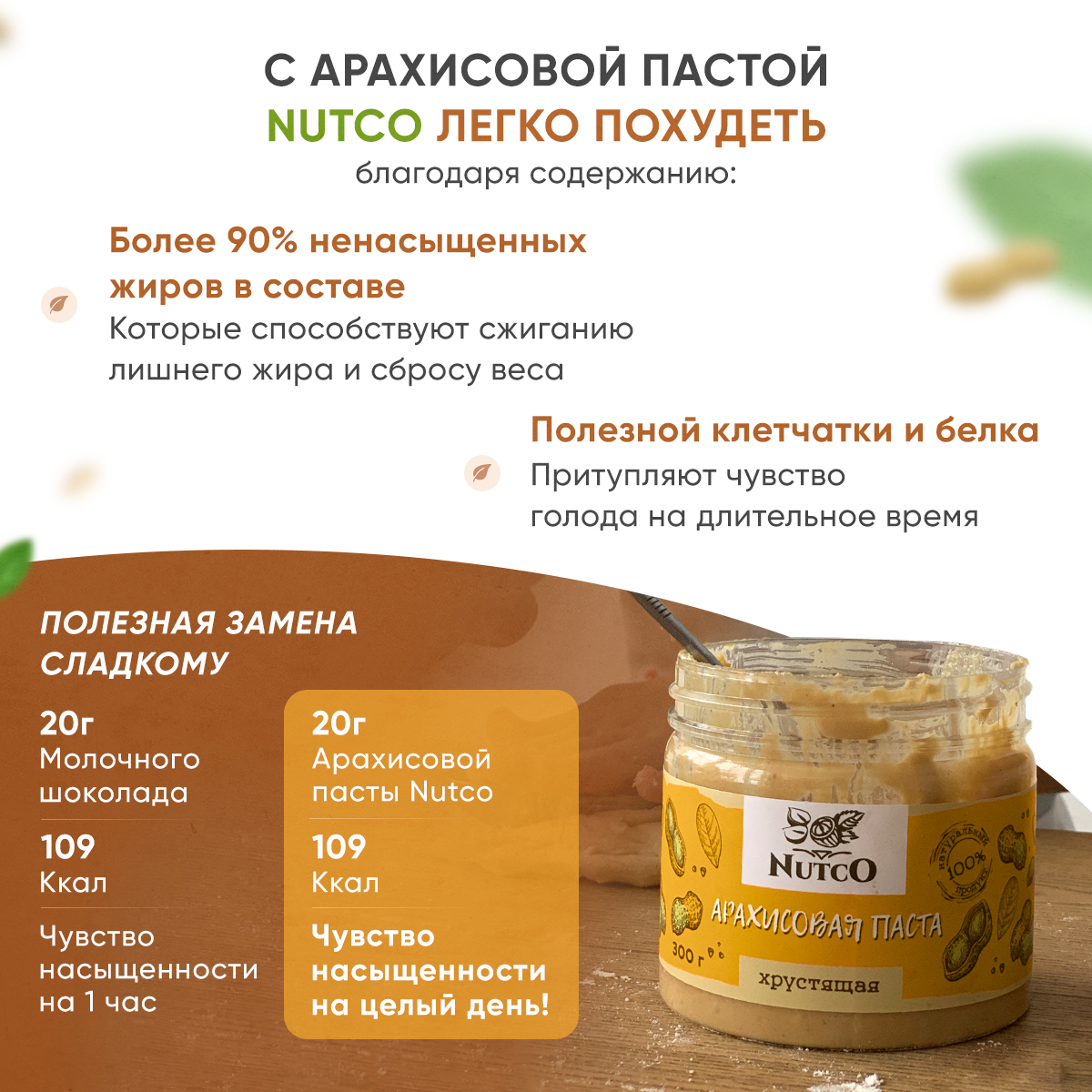 Арахисовая паста Nutco хрустящая с морской солью и стевией 990 г купить по  цене 660 ₽ в интернет-магазине Детский мир