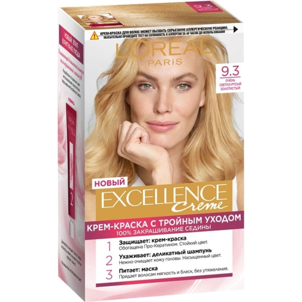 Крем-краска LOREAL Excellence оттенок 9.3 Очень Светло-русый золотистый  купить по цене 690 ₽ в интернет-магазине Детский мир