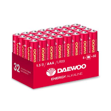 Батарейки алкалиновые DAEWOO Energy alkaline AAA LR03 Мизинчиковые 32 шт. LR03EA-HB32