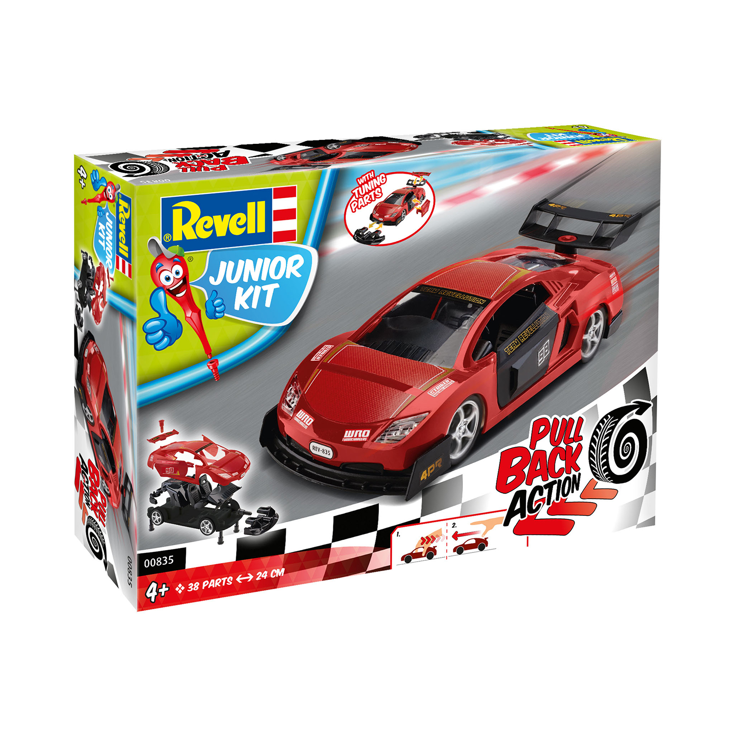 Сборная модель Revell Гоночный автомобиль Junior kit Pull Back Racing Car красный 00835 - фото 3