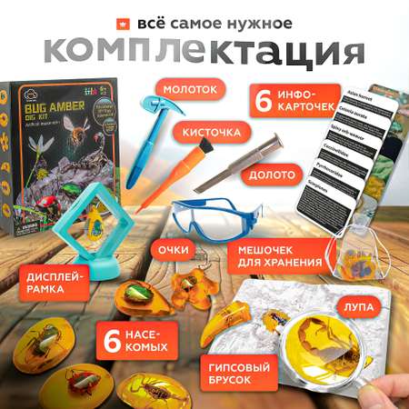 Археологический набор SHARKTOYS раскопки насекомых в янтаре