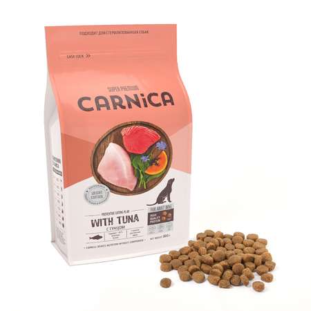 Корм для собак Carnica 0,8кг с тунцом для поддержания веса для средних и крупных пород сухой