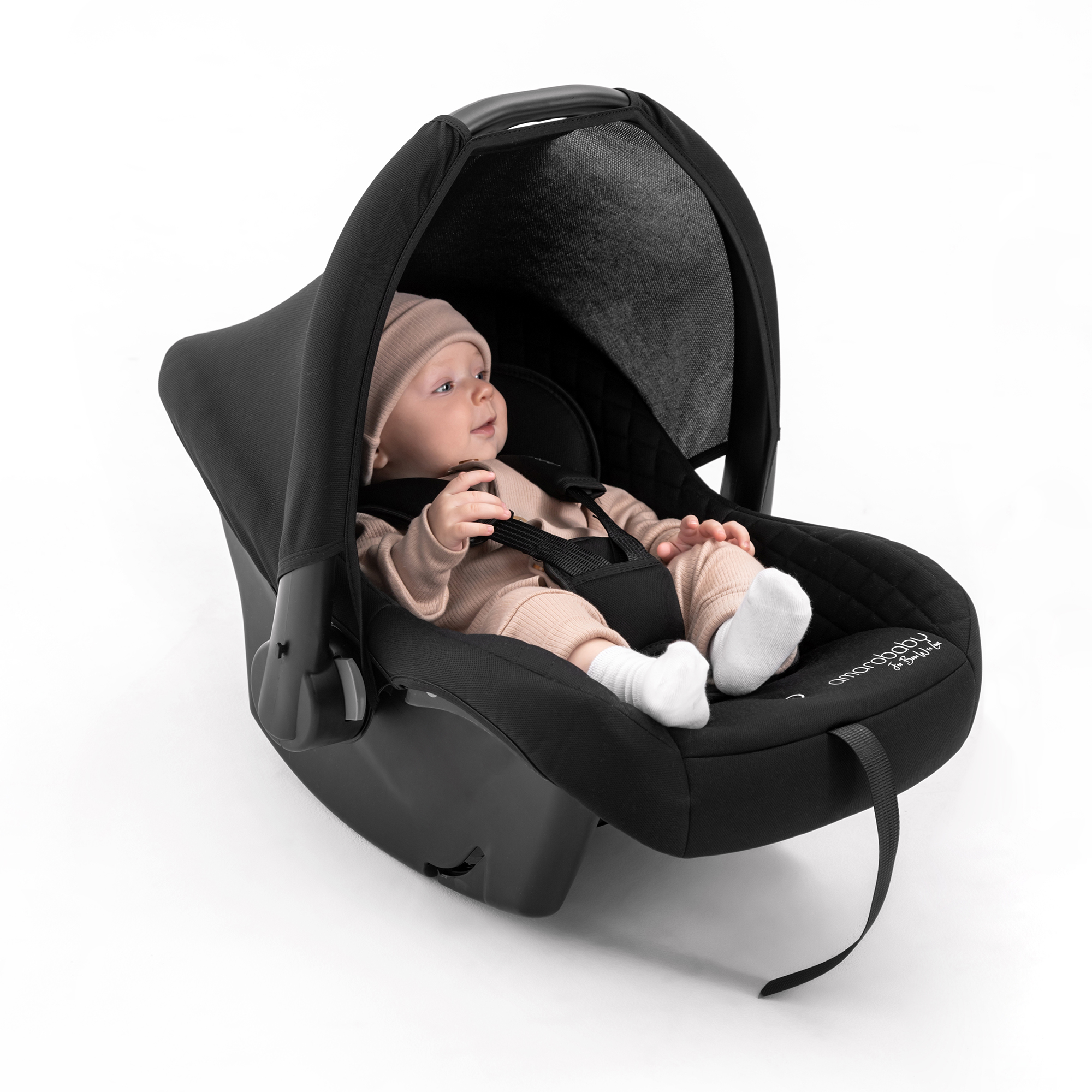 Автокресло детское Amarobaby Baby comfort группа 0+ Светло-фиолетовый-Светло-бежевый - фото 9