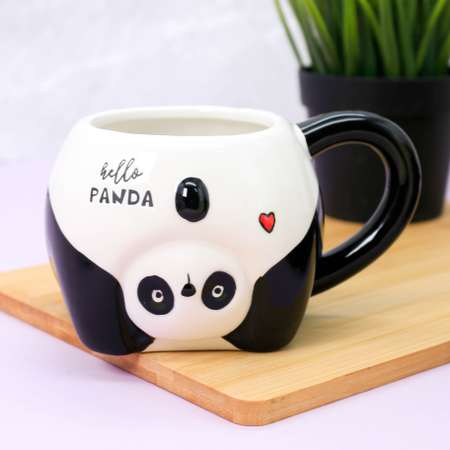 Кружка керамическая iLikeGift Funny panda black с ложкой