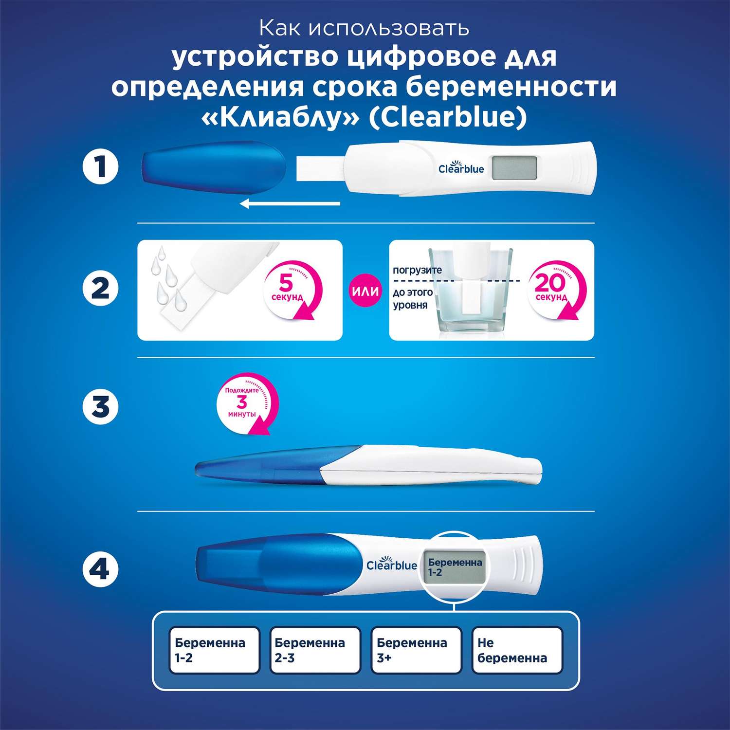 Тест для определения срока беременности Clearblue цифровой 81639467 - фото 10