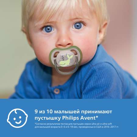 Пустышка Philips Avent Ultra air SCF085/60 с футляром для хранения и стерилизации 6-18месяцев 2шт