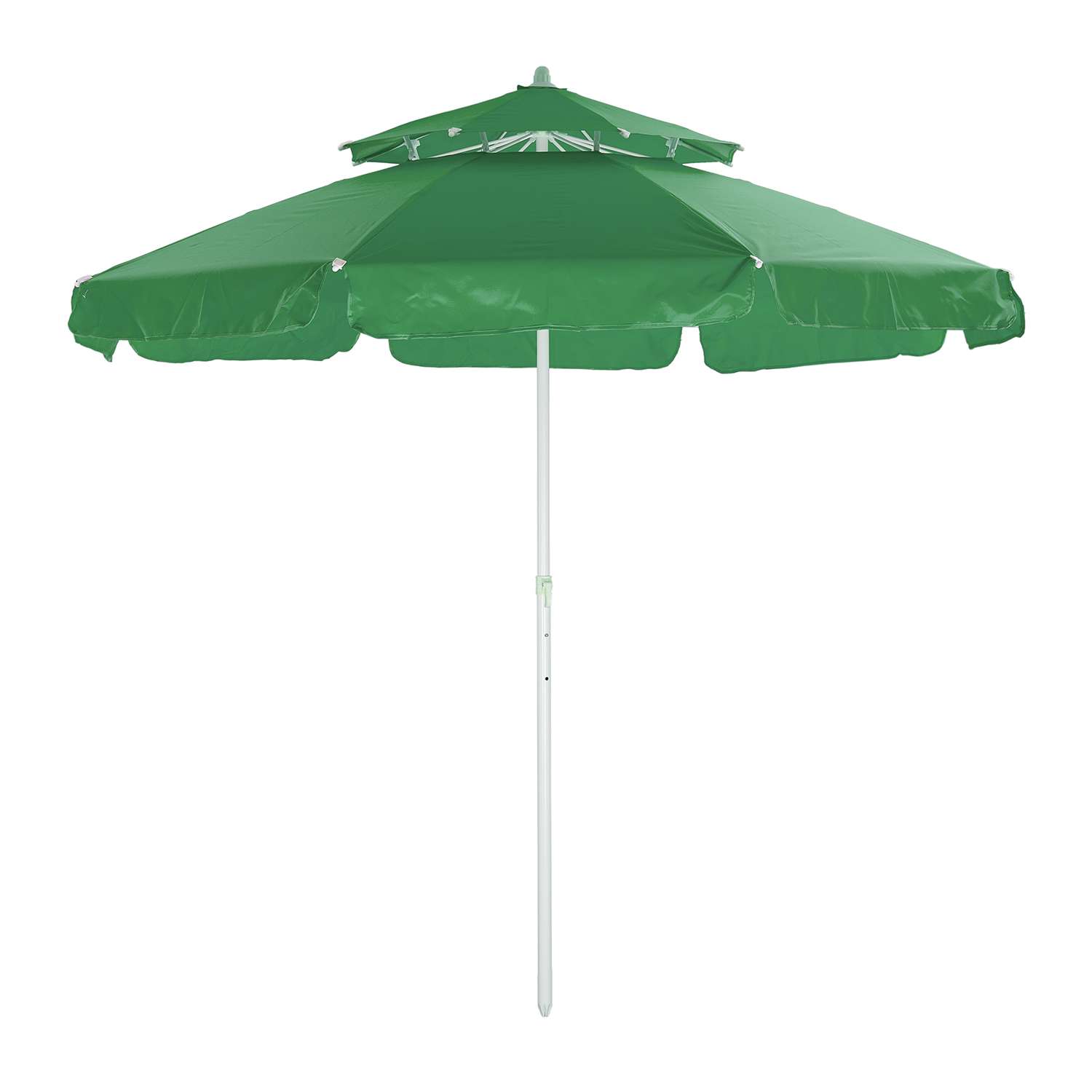 Зонт пляжный BABY STYLE большой от солнца туристический с клапаном 2.15м ткань бахрома зеленый - фото 1