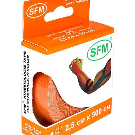 Кинезиотейп SFM Hospital Products Plaster на хлопковой основе 2.5х500 см оранжевого цвета в диспенсере