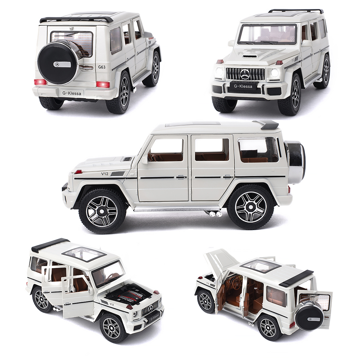 Машинка игрушка железная 1:24 Che Zhi Mercedes AMG G63 CZ118B-white - фото 5