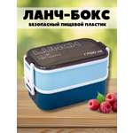 Контейнер ланч-бокс iLikeGift New style blue с приборами