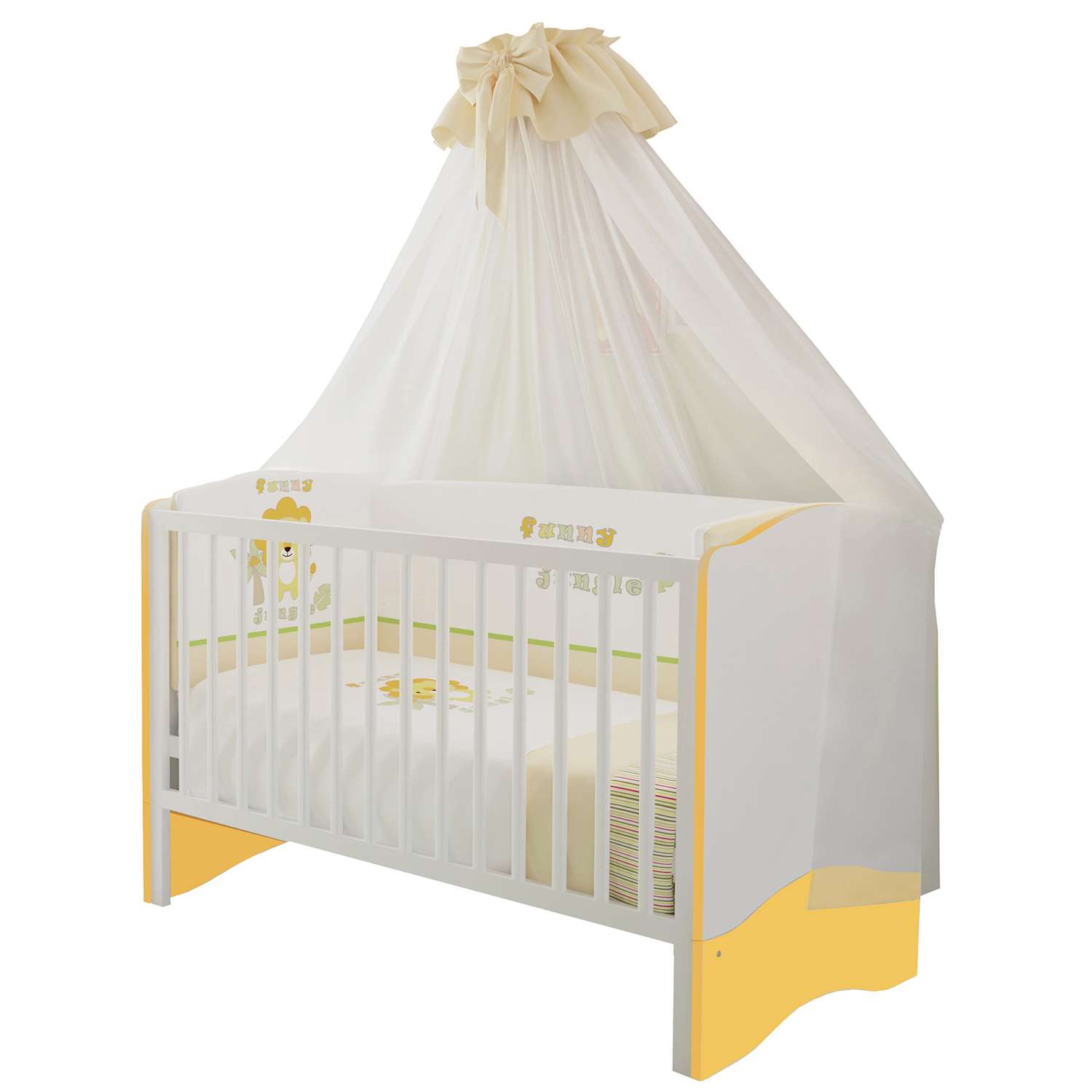 Детская кроватка Polini kids прямоугольная, без маятника (желтый, белый) - фото 1