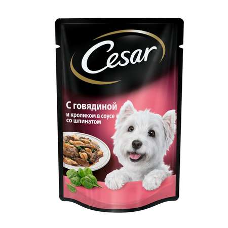 Корм для собак Cesar 100г с говядиной, кроликом и шпинатом пауч