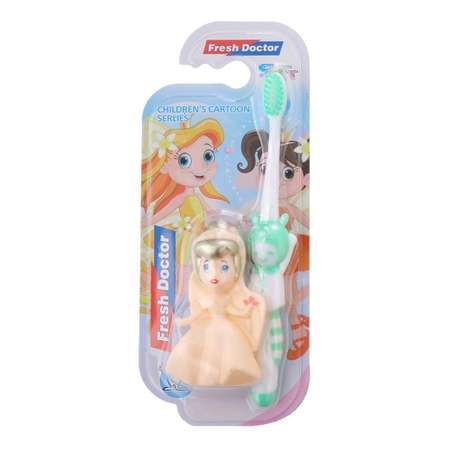 Зубная щётка Farres Детская зелёная с игрушкой Принцесса