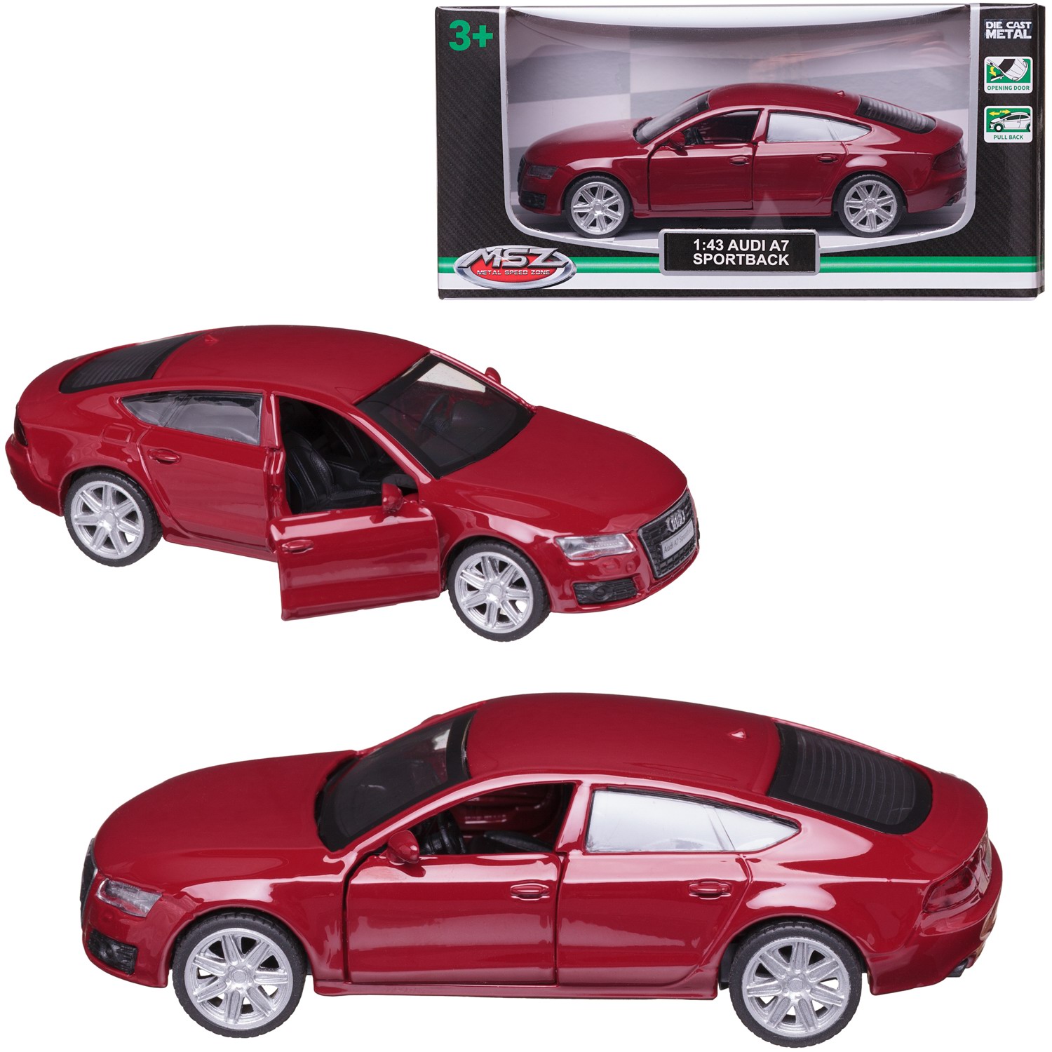 Автомобиль Abtoys Audi MSZ 1:43 инерционный красный WE-15947R - фото 1