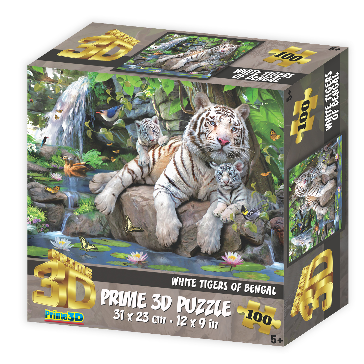 3D Пазл Prime 3D Белые тигры Бенгалии 100 деталей 31х23 см - фото 2