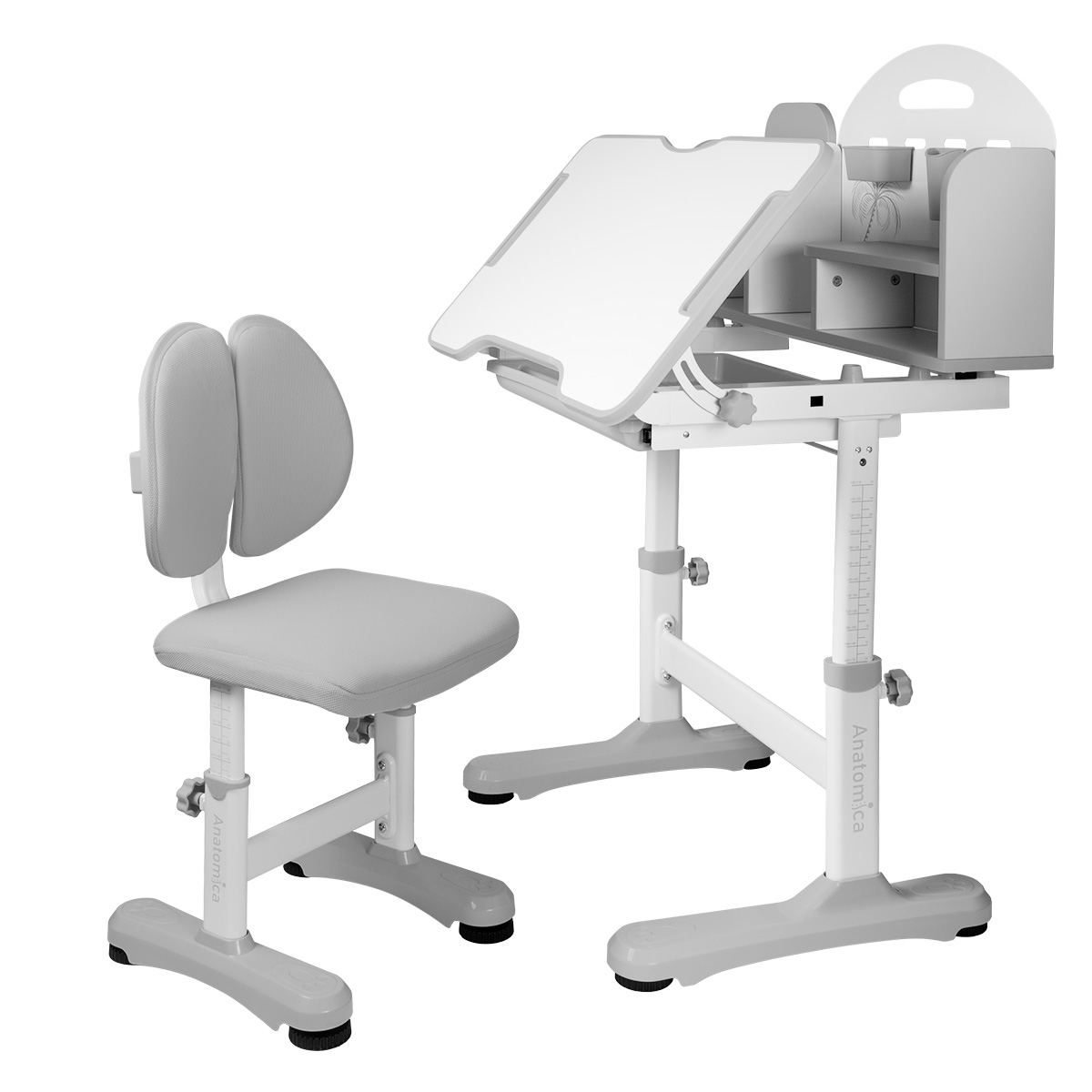 Комплект парта + стул Anatomica Fiona белый/серый - фото 6