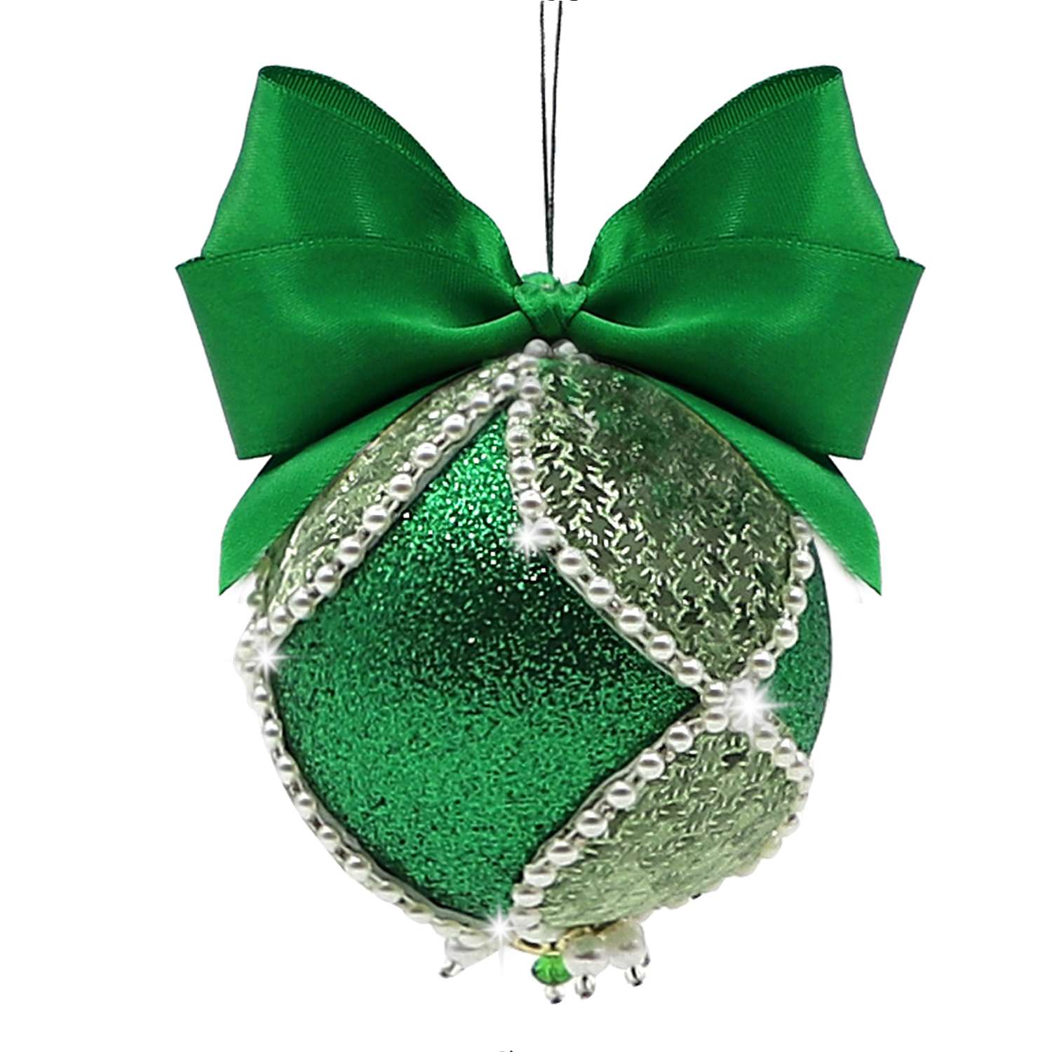 Набор Волшебная мастерская Новогодний шар из фоамирана зелено-серебрянный - фото 1