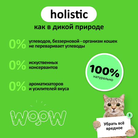 Влажный корм для кошек WOOW индейка с кроликом 12 шт