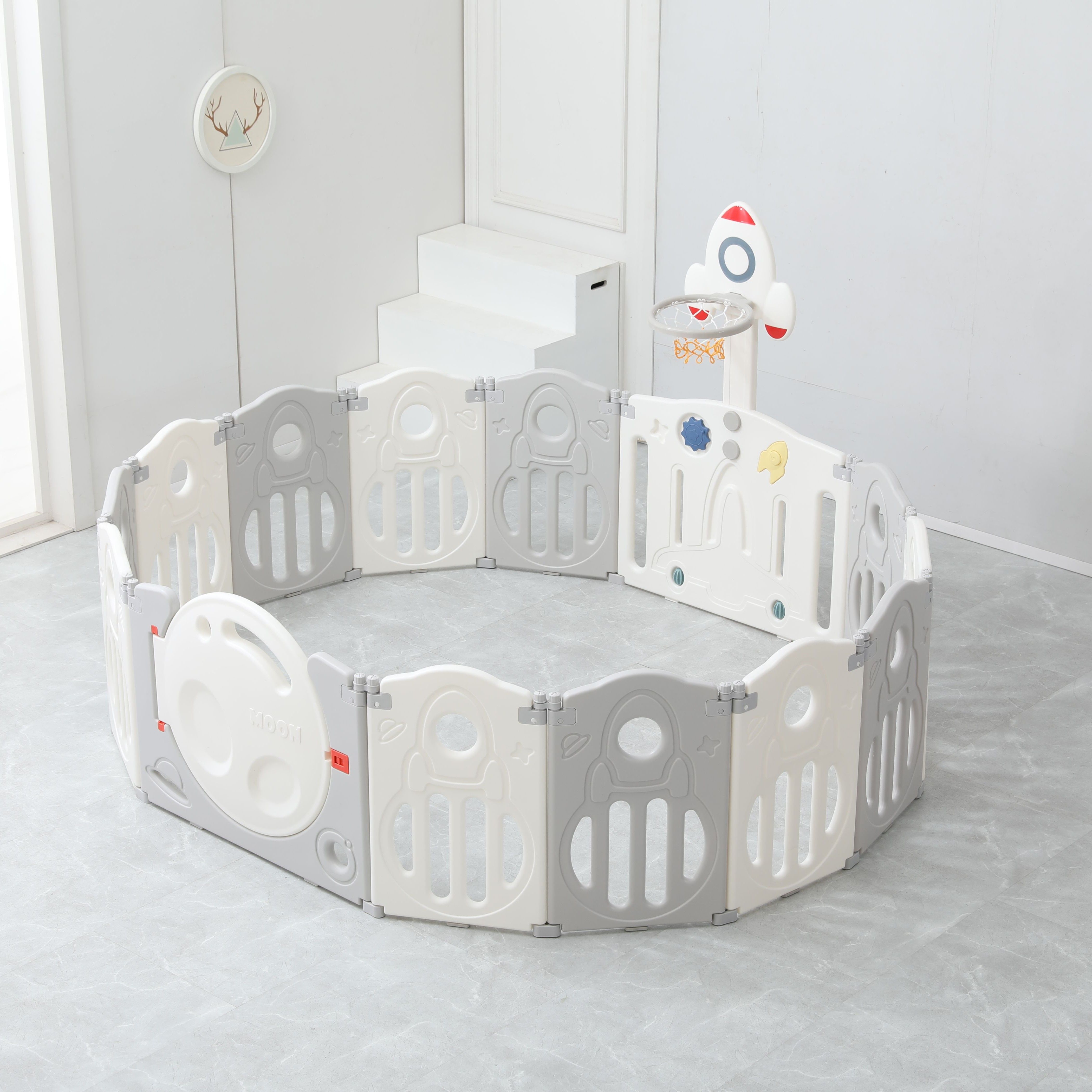 Манеж UNIX Kids SUPREME Space (200x200 cm) Grey PPSUSP16GRY - фото 6