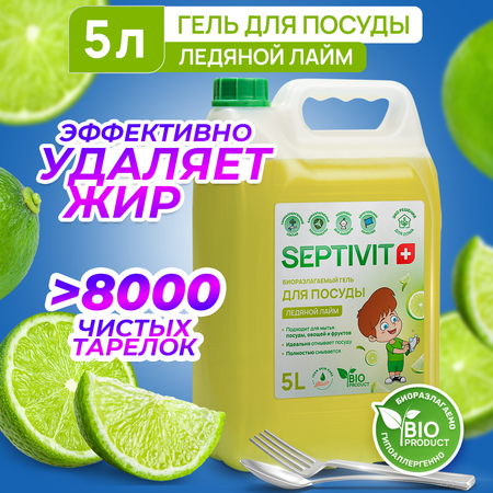 Средство для мытья посуды SEPTIVIT Premium Ледяной лайм 5л