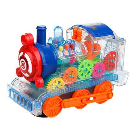 Светящаяся машинка 1TOY с шестеренками Движок музыкальная со светом паровоз детский поезд