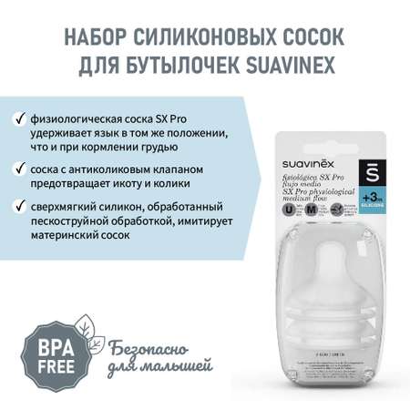 Соска для бутылки Suavinex противоколиковая