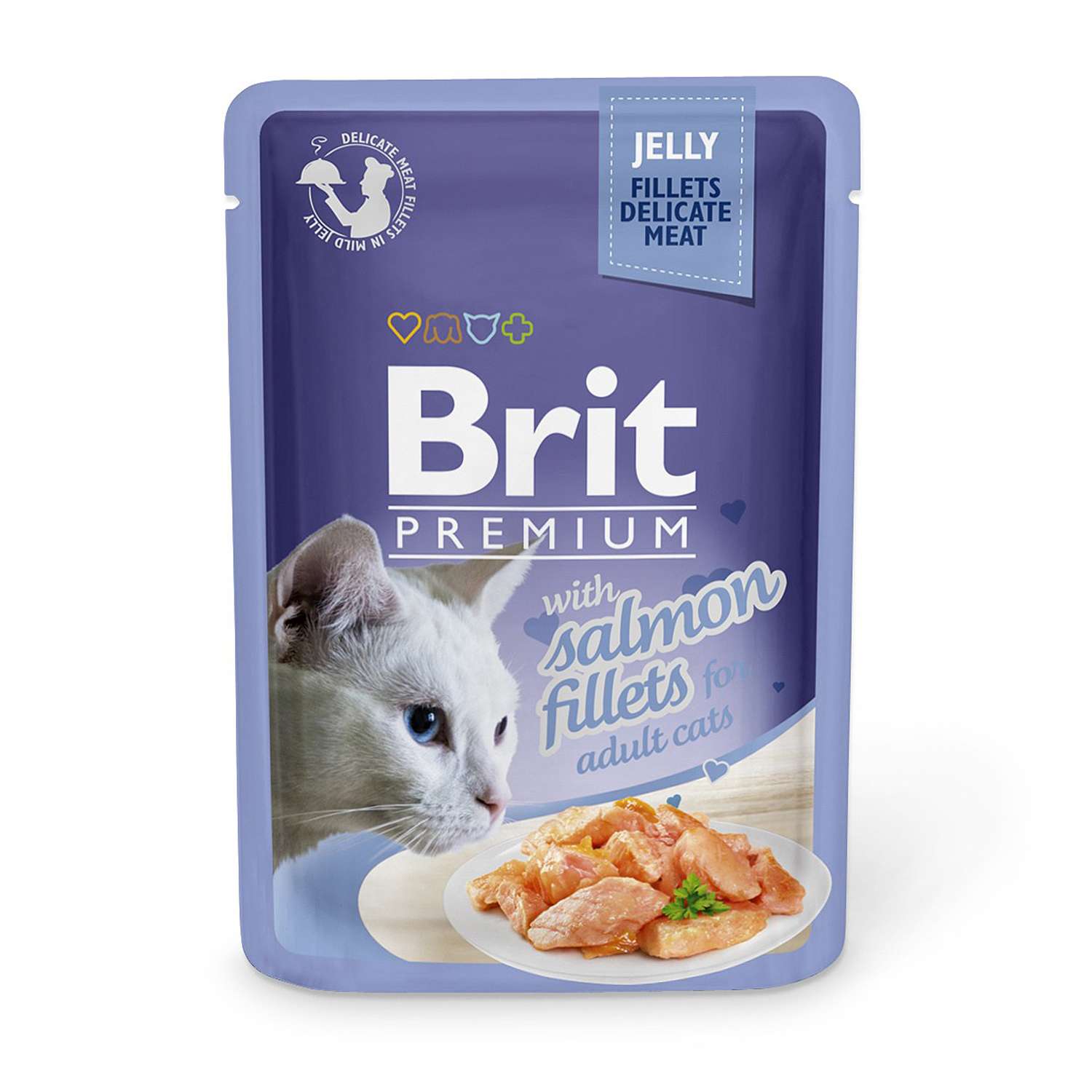 Корм влажный для кошек Brit Premium 85г лосось в желе - фото 1
