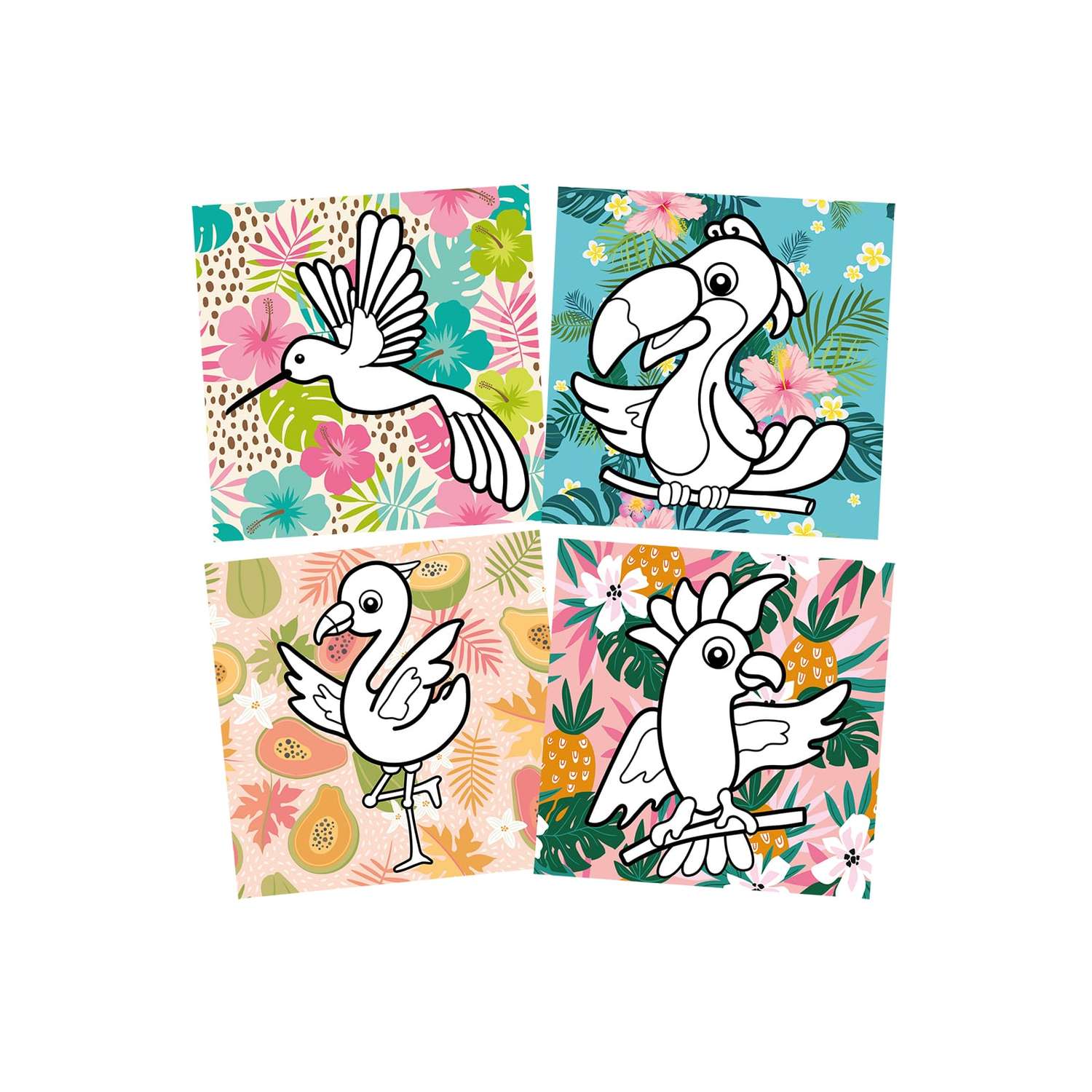 Раскраска пластилином Каляка-Маляка Необыкновенные птицы 4 картинки 200х200 мм в папке-конверте - фото 2