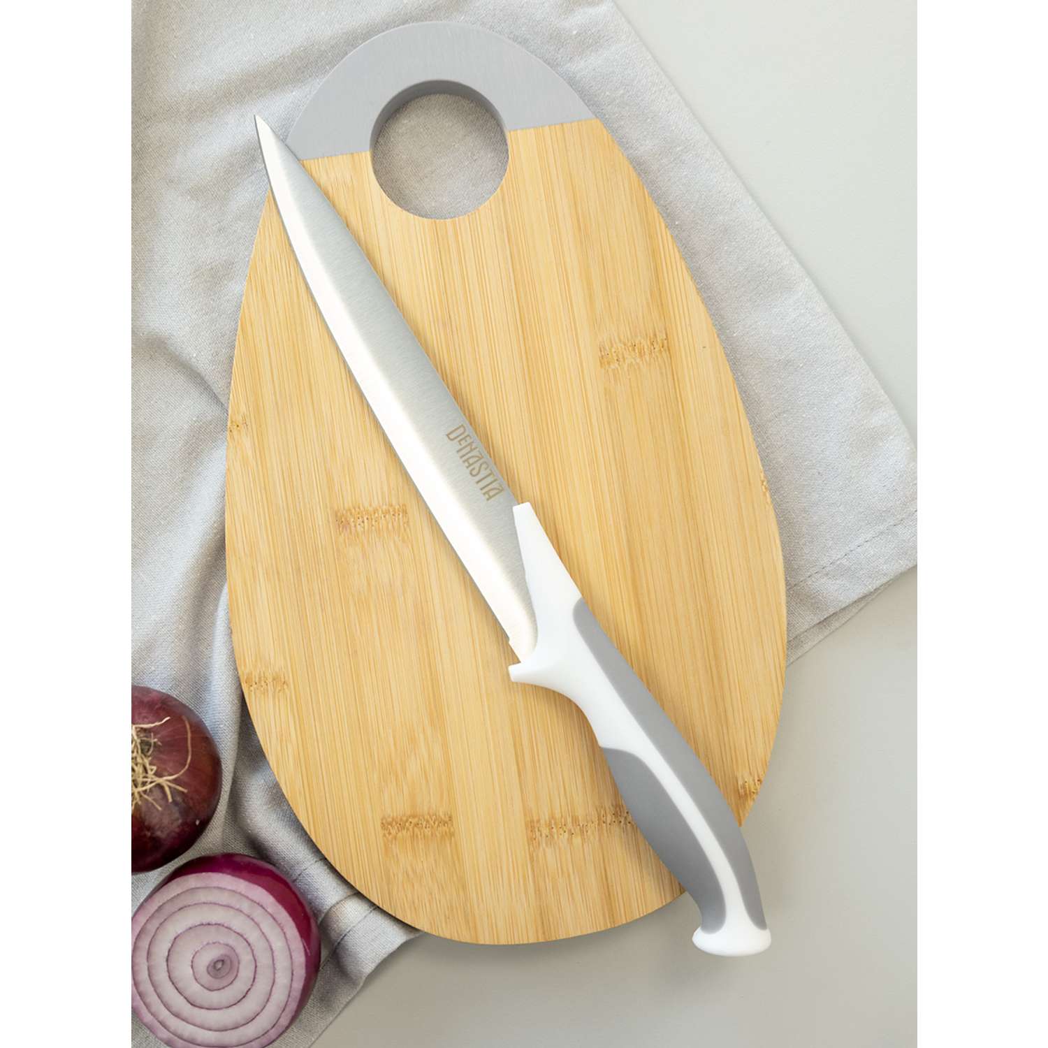 Нож кухонный DeNASTIA разделочный 32.5 см серый - фото 1