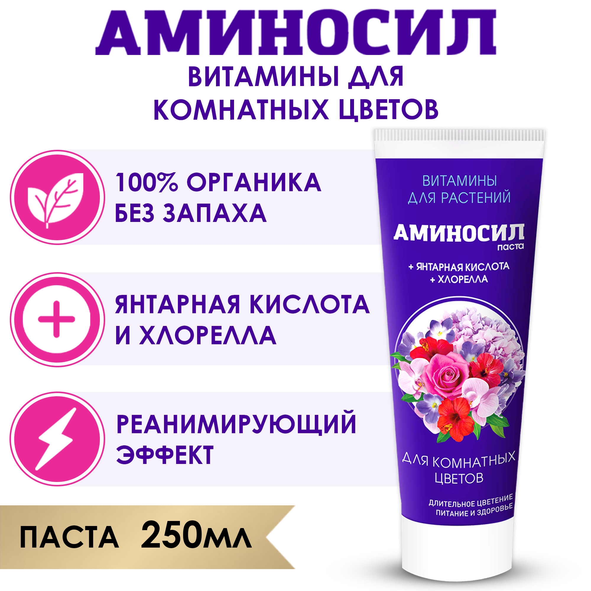 Витамины для комнатных цветов Аминосил паста 250 мл купить по цене 606 ₽ в  интернет-магазине Детский мир