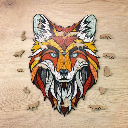 Деревянный фигурный пазл Eco Wood Art Хитрый Лис L 38x53 см