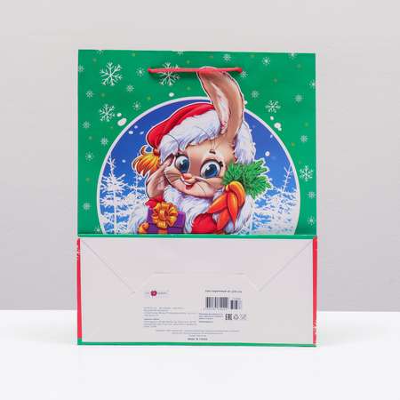 Пакет Sima-Land подарочный «Зайчик Дед Мороз». 26×32×12 см