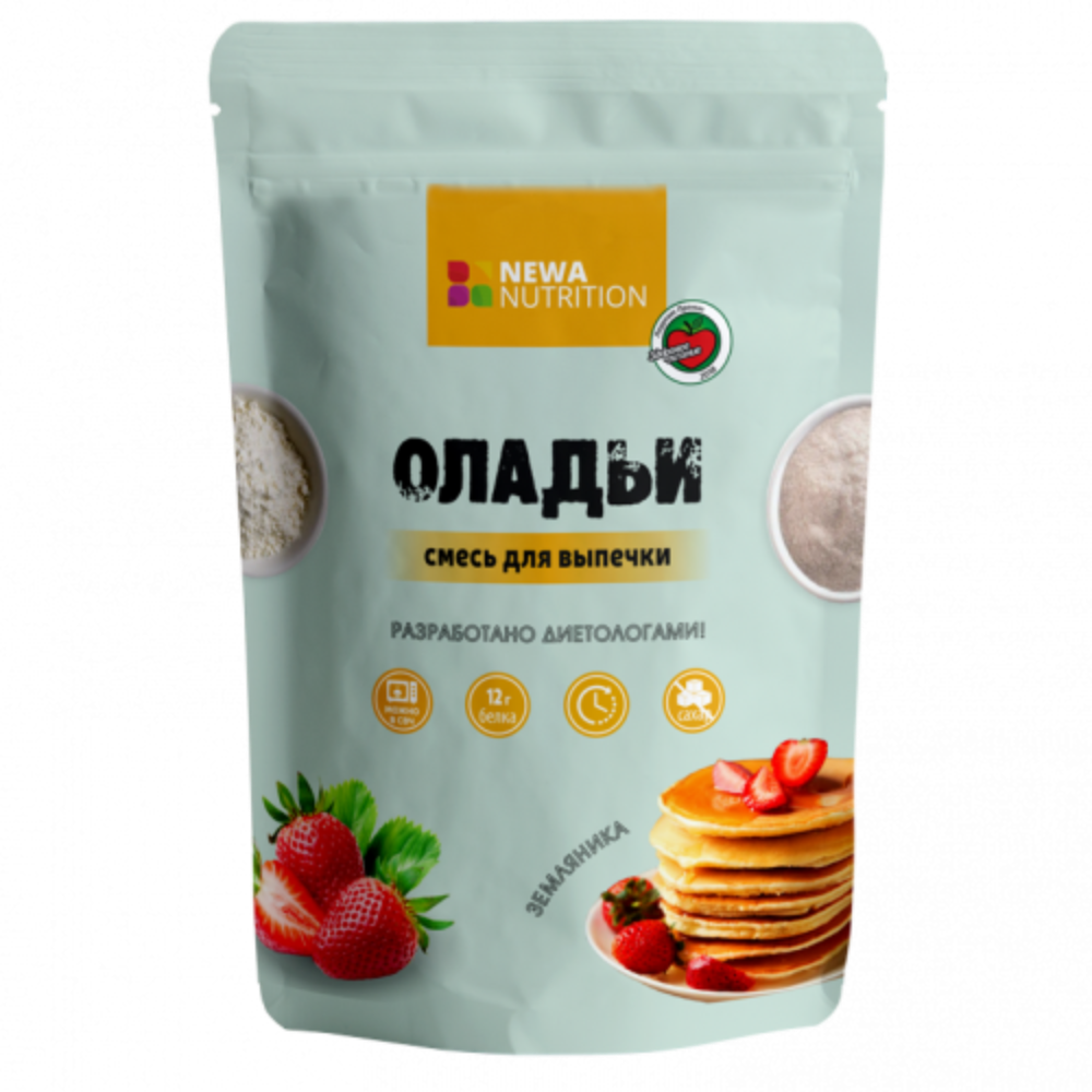 Смесь для выпечки Newa Nutrtition оладьи и блины со вкусом земляники без сахара - фото 1