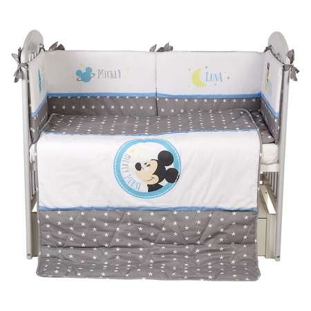 Комплект в кроватку Polini kids Disney Baby Микки Маус 5предметов Серый