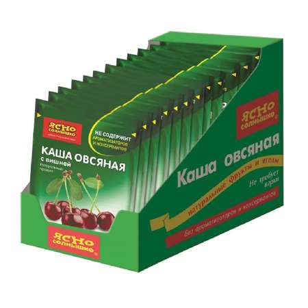 Каша овсяная Ясно Солнышко с вишней шоу-бокс 15 шт по 45г