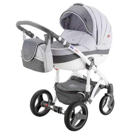 Коляска 3в1 BeBe-mobile Movo Standart R10 Светло-серый+Темно-серый+Белая кожаная отдлека