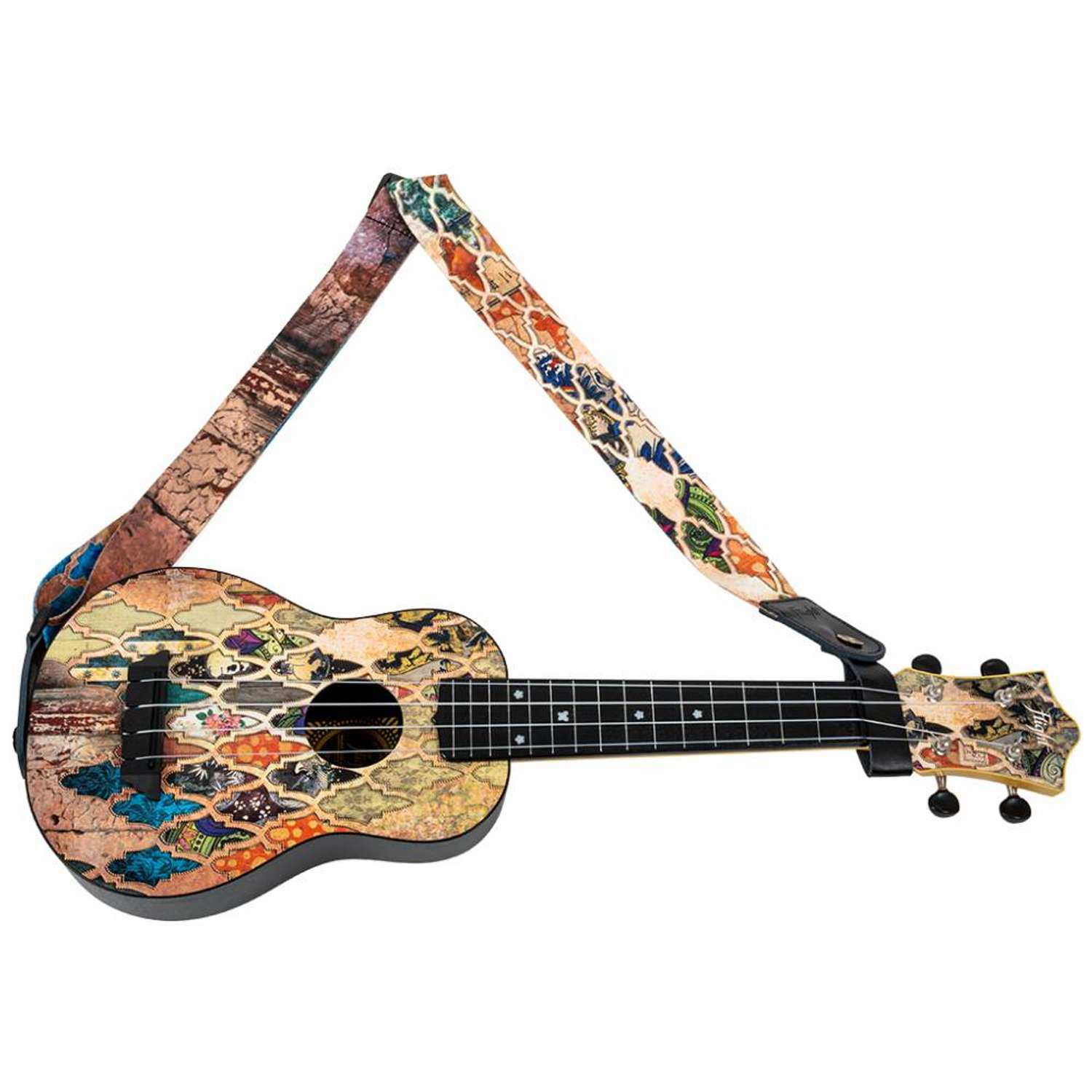 Ремень Flight S35 GRANADA для гавайской гитары укулеле материал полипропилен цвет бежевый узор - фото 3
