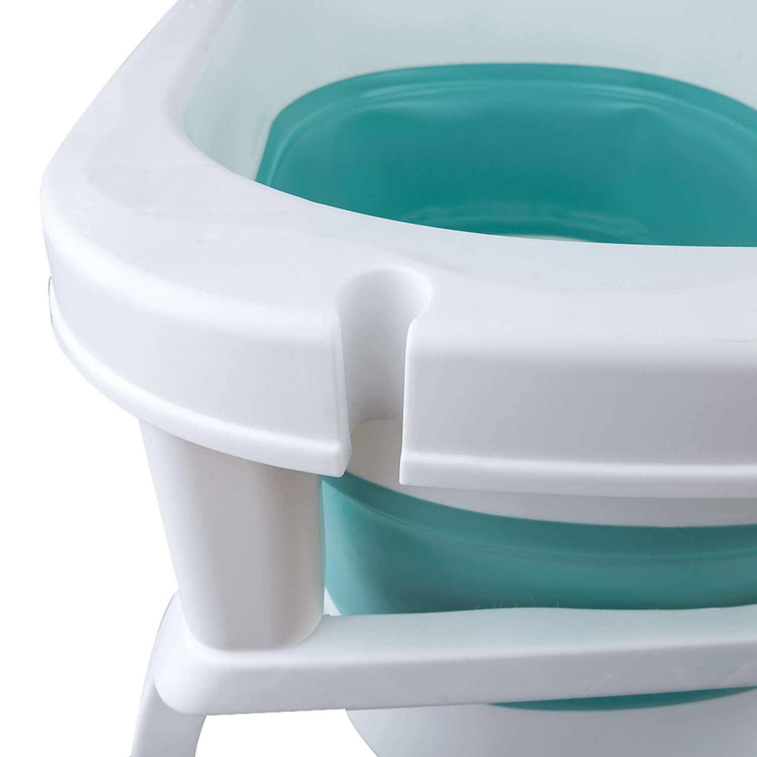 Детская складная ванночка Solmax с термометром для купания новорожденных синяя - фото 12