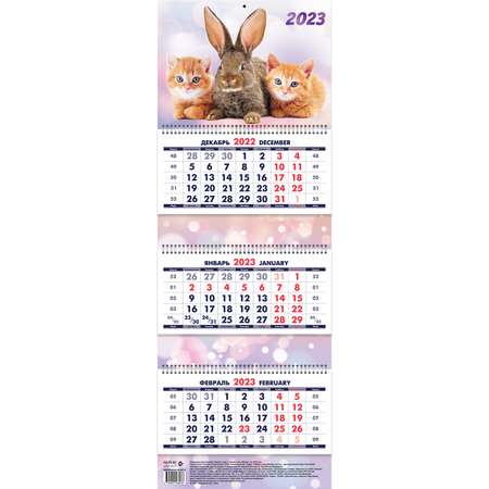 Календарь квартальный ND PLAY Символ года Кролик и кот на 2023 год