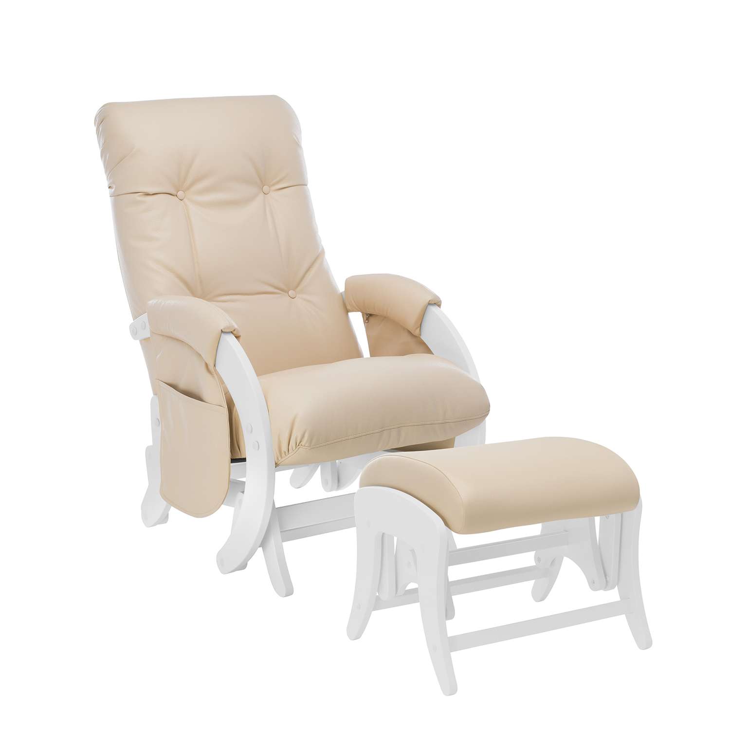 Кресло для кормления Milli с пуфом Smile с карманами Молочный дуб / экокожа Polaris Beige - фото 1