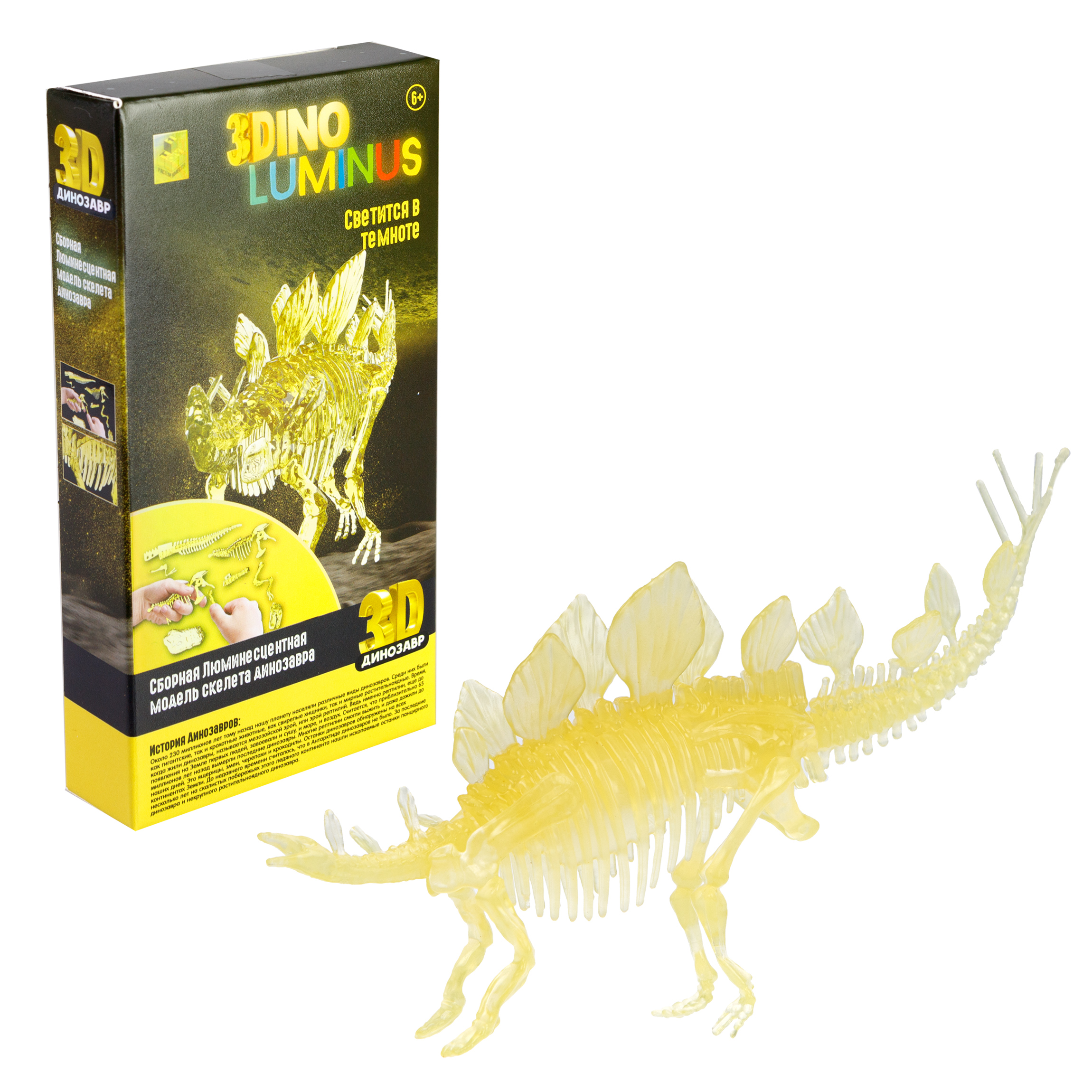 Сборная модель 1TOY 3dino luminus люминисцентный скелет динозавра купить по  цене 285 ₽ в интернет-магазине Детский мир