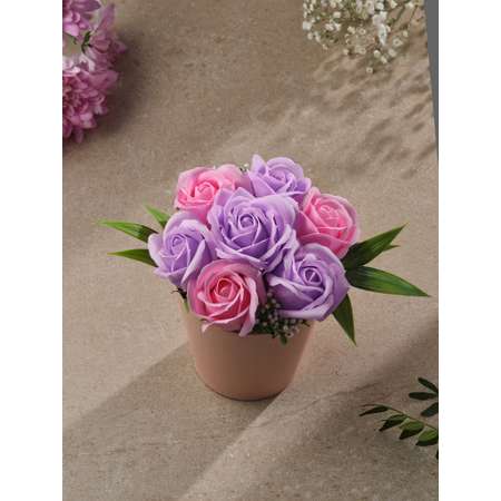 Сувенирное мыло SKUINA Цветочная композиция из 7 розово-фиолетовых роз