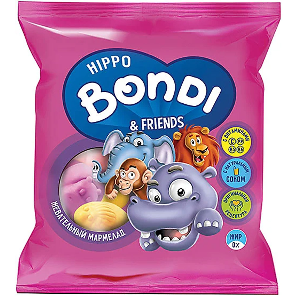 Мармелад жевательный HIPPO BONDI and FRIENDS в форме половинок животных 100 г - фото 1