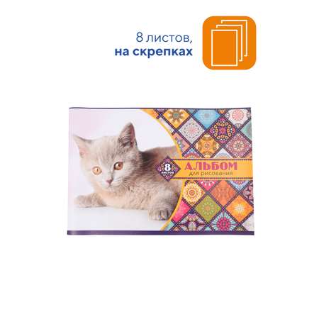 Альбом для рисования WORKMATE котик 5шт по 8л обложка картон арт 15-0194