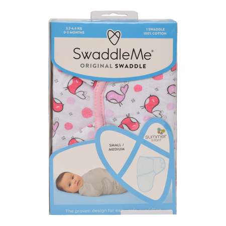 Конверт Summer Infant SwaddleMe Розовые птички S/M