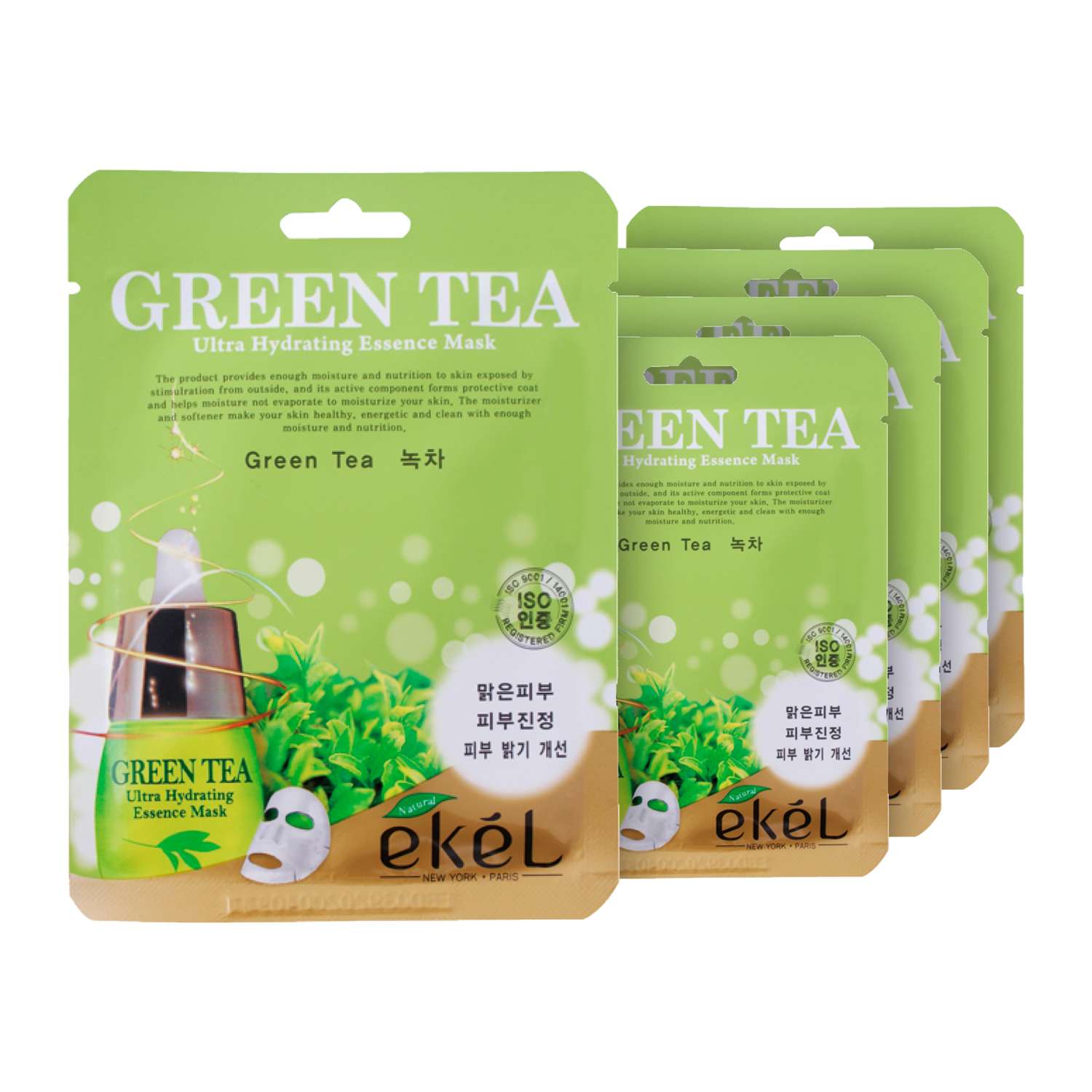 Одноразовая тканевая маска ekel с экстрактом зеленого чая 25 мл 5 шт - фото 1