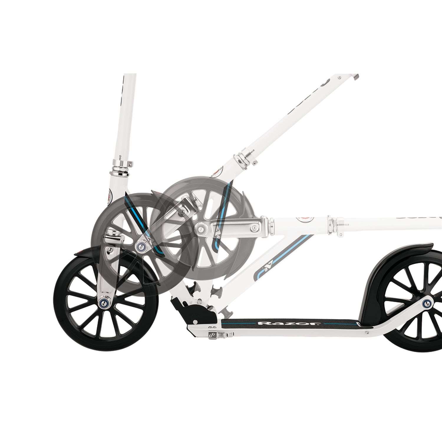 Самокат двухколёсный детский RAZOR A6 белый городской складной для детей и взрослых на больших колёсах 254 мм - фото 3