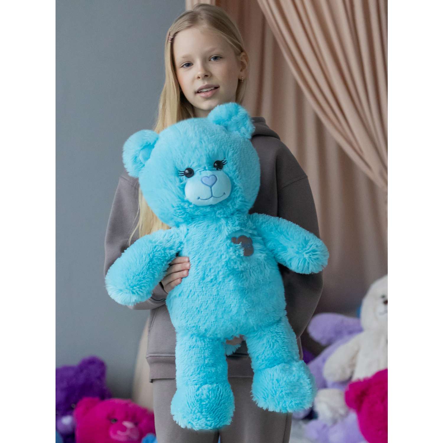 Мягкая игрушка KULT of toys Плюшевый медведь Color 65 см цвет голубой - фото 1